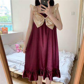 Ruffle Strap Bow A-line Dress