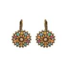 Flower Drop Earring Hqef-0038 - Yellow & Tangerine & Blue - One Size