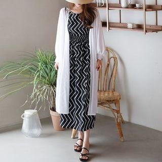 Neon Balloon-sleeve Robe Cardigan