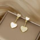 Heart Rhinestone Shell Asymmetrical Dangle Earring 1 Pair - E2698 - Gold - One Size