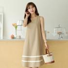Sleeveless Contrast-trim Linen Blend Dress