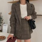 Plaid Set: Single-breasted Jacket + Miniskirt
