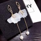 Faux Pearl Dancer Dangle Earring 1 Pair - White & Gold - One Size