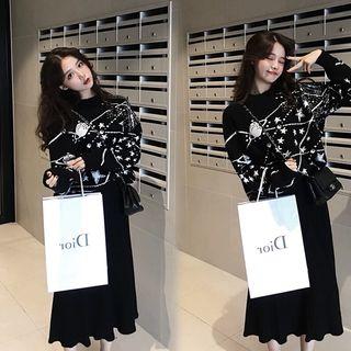 Jacquard Sweater / Pleated Skirt / Set