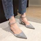 Ankle Strap Glitter Kitten-heel Sandals