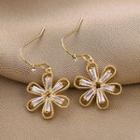 Rhinestone Flower Earring Qr208 - 1 Pair - Gold - One Size