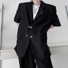 Elbow-sleeve Shoulder Padded Metal-accent Jacket
