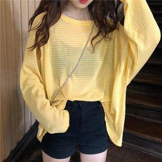 Long-sleeve Striped Light Knit Top