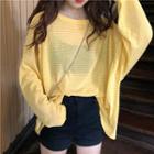 Long-sleeve Striped Light Knit Top