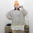 Patched Layered Stripe Pullover