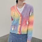 Rabbit Applique Gradient Cardigan