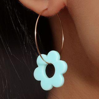 Flower Acrylic Alloy Hoop Earring