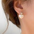 Heart Rhinestone Faux Pearl Dangle Earring 1 Pair - Type A - White - One Size