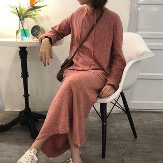 Set: Hooded Sweatshirt + Maxi Skirt Pink - One Size