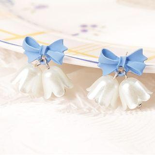Bow Flower Drop Earring / Clip-on Earring