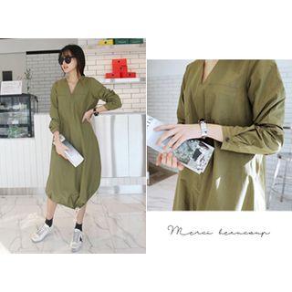 V-neck Side-pocket Dress