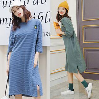 Stripe 3/4-sleeve T-shirt Dress