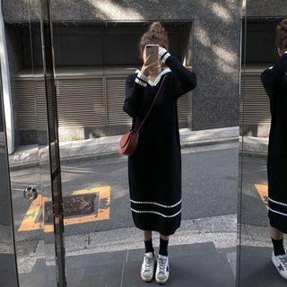 Contrast Stripe Hooded Knit Dress