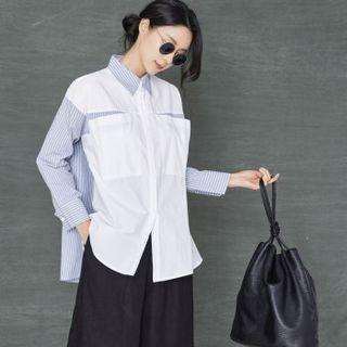 Dual-pocket Panel Stripe Shirt