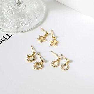 925 Sterling Silver Rhinestone Dangle Earring (various Designs)
