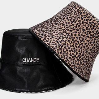 Reversible Leopard Print Faux Leather Bucket Hat