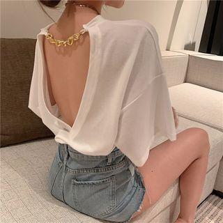 Oversize Open-back Short-sleeve Top