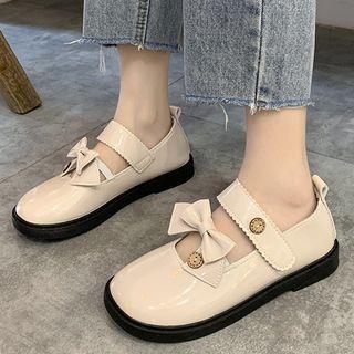 Bow Faux Leather Platform Shoes
