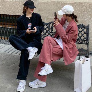 Single-breasted Corduroy Blazer / Straight Leg Pants