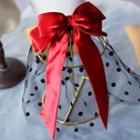 Wedding Bow Polka Dot Mesh Hair Clip Red - One Size