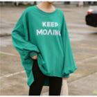 Lettering Dip Back Pullover Green - One Size