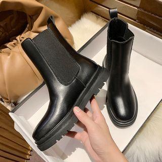 Faux Leather Platform Mid-calf Chelsea Boots