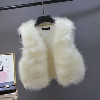 Furry Open-front Vest White - One Size