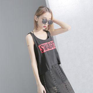 Dip-back Printed Cropped Tank Top