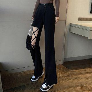 Lace-up Cutout Bootcut Jeans