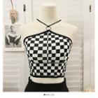 Checkerboard Halter Top Black & White - One Size