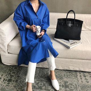 Dip-back Boxy-fit Long Shirtdress