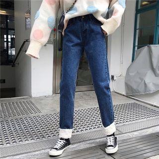 Fleece Panel Straight-fit Jeans