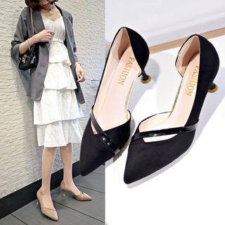 Kitten Heel Panel Pointy-toe Pumps