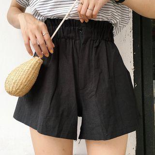 Ruffled Plain Wide-leg Shorts