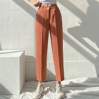 High-waist Plain Shift Cropped Harem Pants