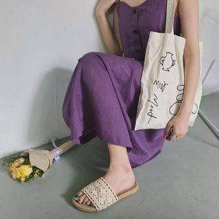 Lace Strap Flat Slide Sandals