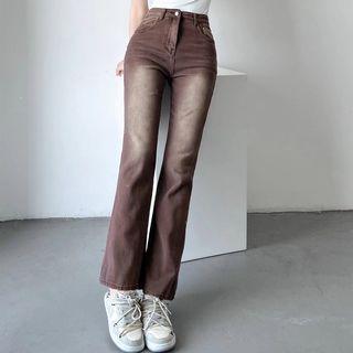 Mid Rise Ombre Straight Leg Jeans