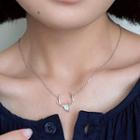 Moonstone Deer Pendant Necklace White Gold Plated - Silver - One Size