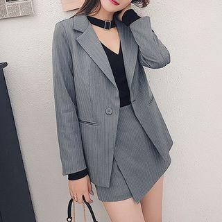 Set: Striped Blazer + Skort