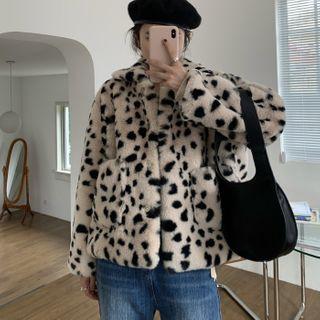 Leopard Print Fleece Buttoned Coat