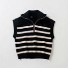 Half-zip Striped Knit Vest