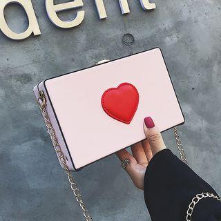 Heart Applique Hard Case Crossbody Bag