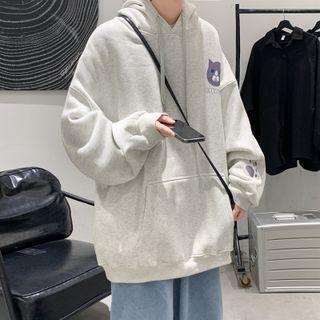 Cat Print Pocket Front Oversized Hoodie