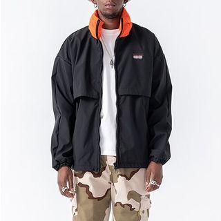 Contrast Hood Zip-up Sports Jacket