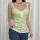 Sleeveless V-neck Lace-trim Camisole Top